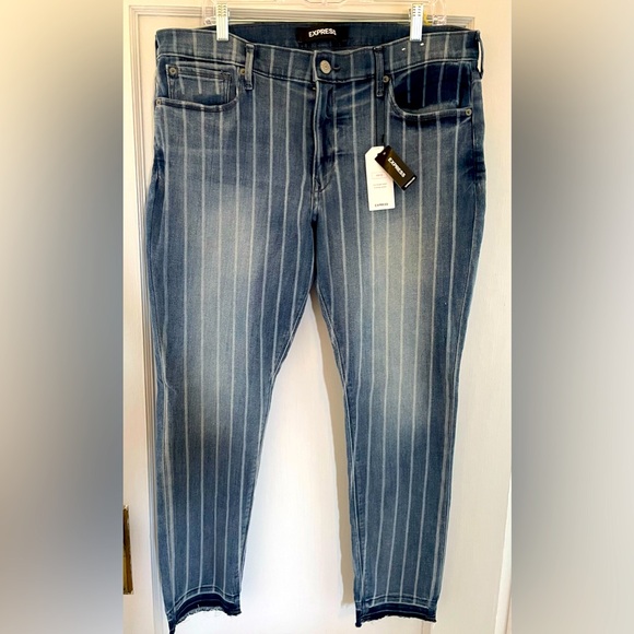 NEW Express Ankle Leggings, Mid-Rise Pinstripe Stretch Jeans - Picture 12 of 13